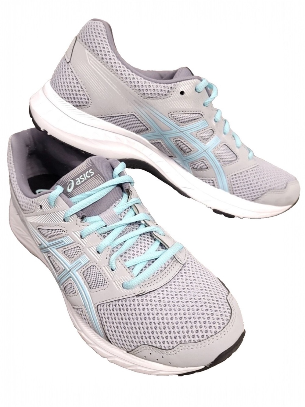 ASICS Gel-contend 5 sz 9W Light Gray and Aqua Green Athletic Running Shoes